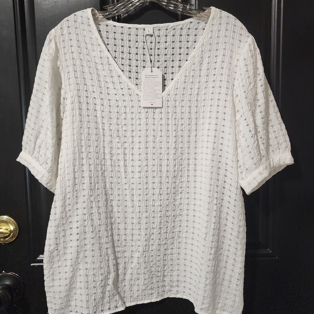 White Textured Women's Top